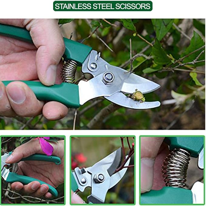 5 of Set Garden Tools SetGardening Tools Gardening Gifts Tool Set with Garden Trowel Pruners and MoreVegetable Herb Garden Hand Tools with Storage Box (Green)