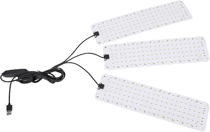 Fockety LED Grow Light for Indoor Plants Full Spectrum Plant Growing Lamp with 24H Timer High PPFD Energy Saving for Orchids Tomatoes Succulents 11.8 x 3.1 Inch Ultra Thin Panel (3 Head)
