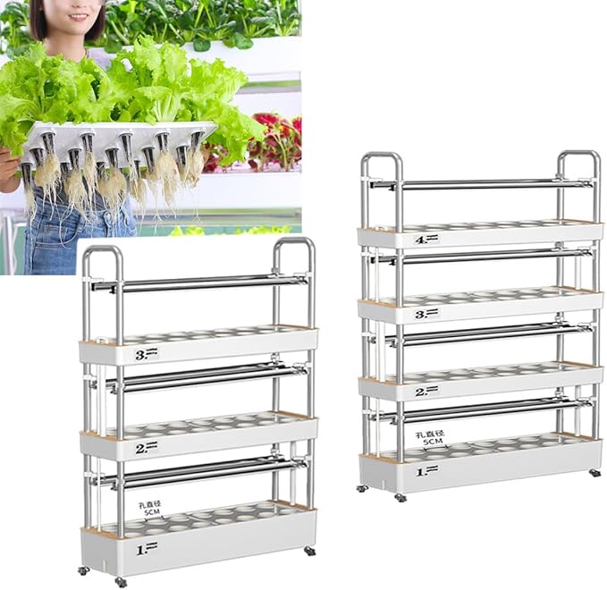 Hydroponics Tower 48/64/90/120 Hole Garden Hydroponic Growing Sys-tem With LED Light Aeroponics Grow Kit for Herbs Fruits and VegetablesClayPebbles-48holes