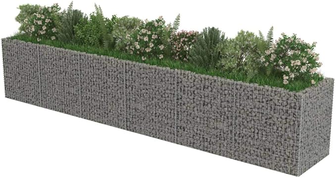Gabion Raised BedRaised Bed Outdoor Garden Stone Basket Planter Raised Vegetable BedSteel Garden Decoration Galvanized Steel 212.6x35.4x39.4