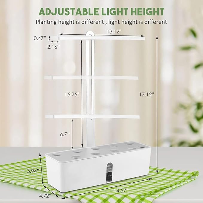 GeRRiT Hydroponics Growing System 9 Pods Indoor Herb Garden Kit with 15W LED Grow Light Automatic Timer Germination Kits Height Adjustable Smart Garden Planter for Home Kitchen Gardening