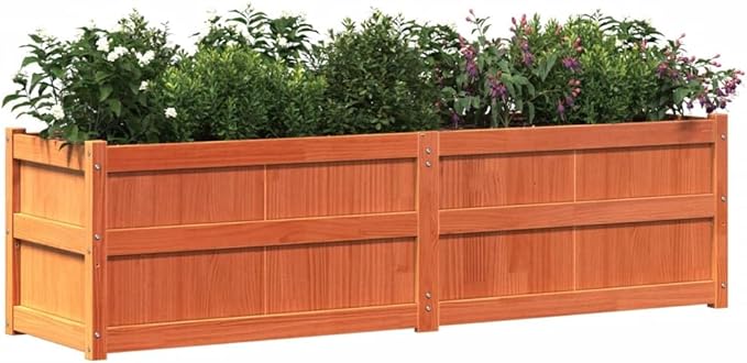 Wooden Raised Garden Bed Garden Planter Box Outdoor Wood Raised Garden Bed for Planting Plants Vegetables Wax Brown 70.9x19.7x19.7 Solid Wood Pine-262