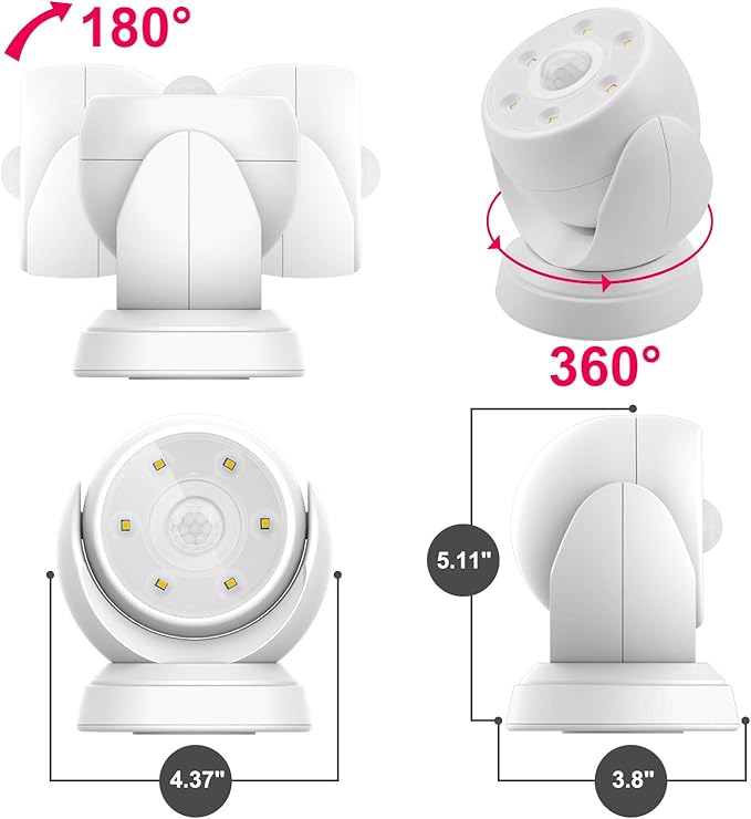 HONWELL Battery Operated Motion Sensor Light Outdoor Wireless Waterproof Spotlight Motion Detector Security Light Light Sensor Auto On Off for Porch Stair Hallway Garage Wall Shed House Door (1Piece)