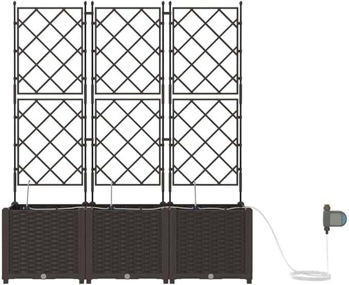 Garden Brown 47.2 x 15.7 x 55.9 Steel Raised Garden Bed UV Resistant Planter Box for Outdoor Plants Integrated Irrigation System