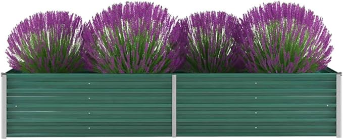 Garden Raised Bed Galvanized Steel 94.5x31.5x17.7 Green