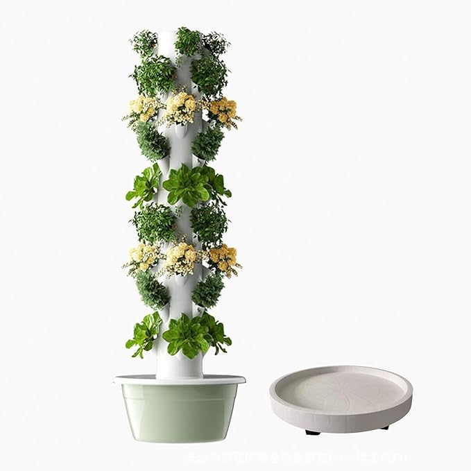 Hydroponics Growing System Smart Garden Planter Hydroponic Tower Indoor Herb Garden Hydroponices Growing Kits with Pump ControllerSeedling Tray A(28Pots)