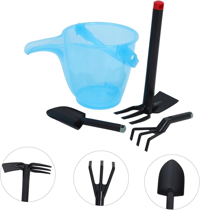 Garden Tool Set for Lightweight PP Plastic Gardening with Shovel Rake Hoe and Hand Fork Ergonomic Design for Outdoor Beach and Travel Use