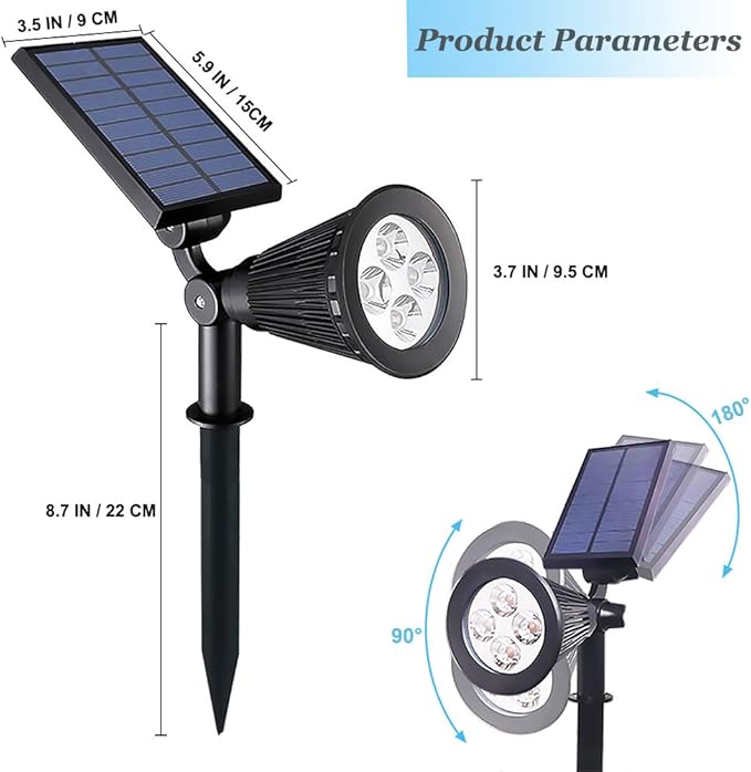 Outdoor Spotlights - 4 LED 2-in-1 Auto On/Off Solar Inground Lights for Patio Yard Garden Driveway Pathway (2 Pack Blue)