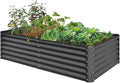Heavy-Duty Galvanized Steel Raised Garden Bed for Outdoor Vegetable Fruit and Flower Planting – Rust-Resistant Metal Planter Box (Dark Gray - 6x3x1.5 ft)