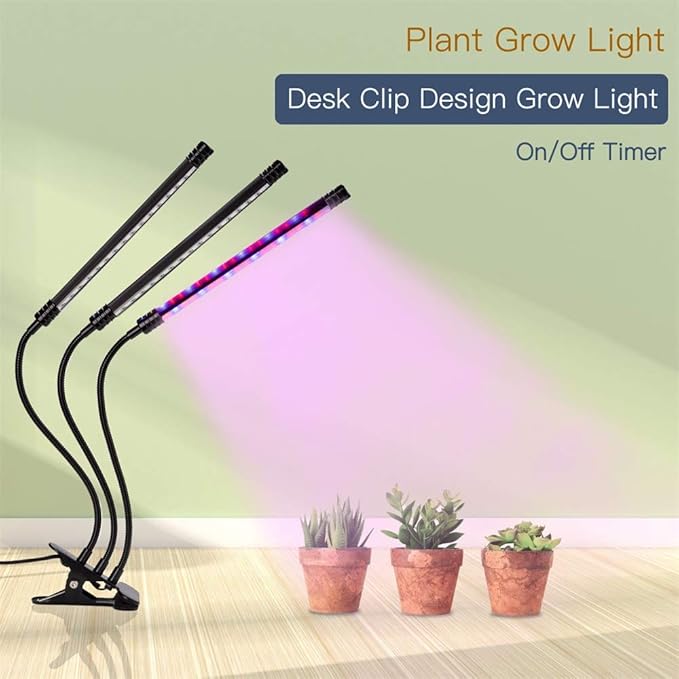27W LED Plant Grow Light Indoor 3-Head 360¡ãFlexible Gooseneck Arm with Automatic Timing Function Grow Light 5 Dimmable Levels Spectrum with Desk Clip Plant Light