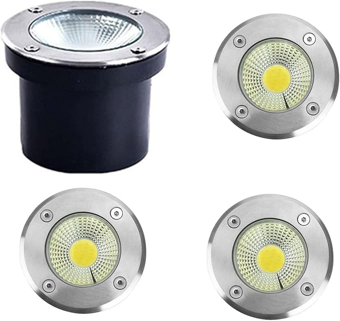 LED Underground Light 4 Pack Waterproof Spotlight IP65 Outdoor Landscape Lighting 5W 12V/24V/85-265V for Garden Stairs Holiday Decoration Driveway Pathway Lights (White 82~265V)