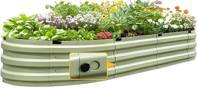 KING BIRD Raised Garden Bed Galvanized Planter Garden Box Outdoor for Gardening Vegetables Flowers 75% Fewer Screws Faster Assembly Olive Green 74x35x12 in