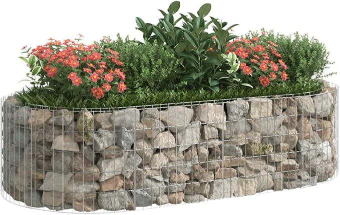 Gabion Raised Bed Silver Galvanized Iron 78.7 x 39.4 x 19.7 in Gardening Pots &amp Planters 152040