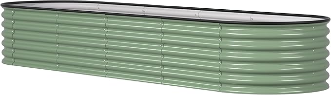 BlueWish 8x2x1.4FT Galvanized Raised Garden Bed 17 H Raised Bed Outdoor for Plants 9 in 1 Raised Garden Bed Kit Metal Planter Box for Vegetables Flowers Olive Green