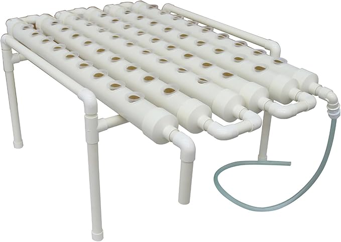 INTBUYING Hydroponics Growing System 54 Holes 6 Pipes 1 Layer Plant Site Grow Kit Hydroponic Gardending System Horizontal with Water Pump Nest Basket and Sponge