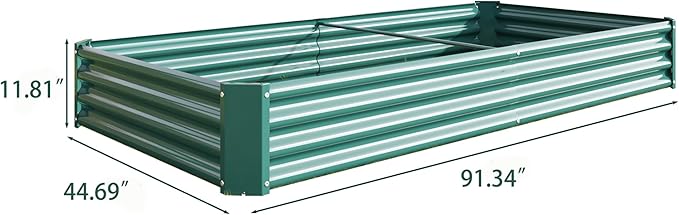 Raised Garden Beds Outdoor for Gardening 92 Large Galvanized Rectangular Plastic Raised Planter Garden Box for Fruit Vegetables Herbs Flowers Growing Bed for Lawn Patio Balcony Green
