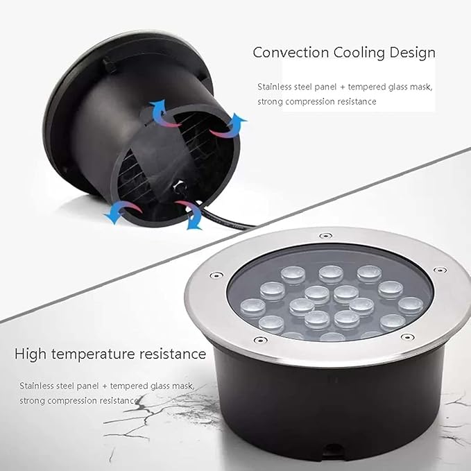 Underground Light LED - AC85-265V LED Landscape Light IP66 Waterproof Outdoor Recessed Garden Spotlights for Driveway Deck Step Garden Tree Buried Lights(Green18W)