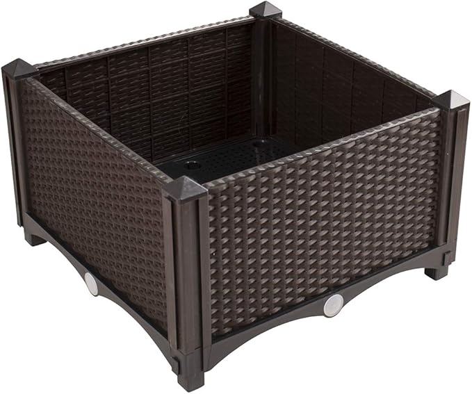 Modern Home Raised Planter Kit - Stackable Modular Flower/Garden Bed Kit - Stacking Brown/White Planter Sets for Home Restaurant Office Garden (Brown)