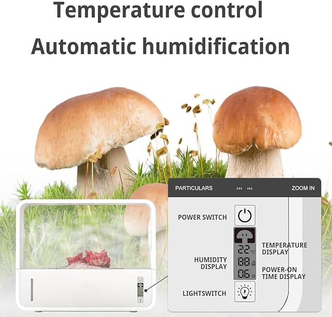 Mushroom Grow Tent - Indoor Hydroponics System Kit with Grow Light Adjustable Temperature &amp Humidity Control for Mycology and Propagation