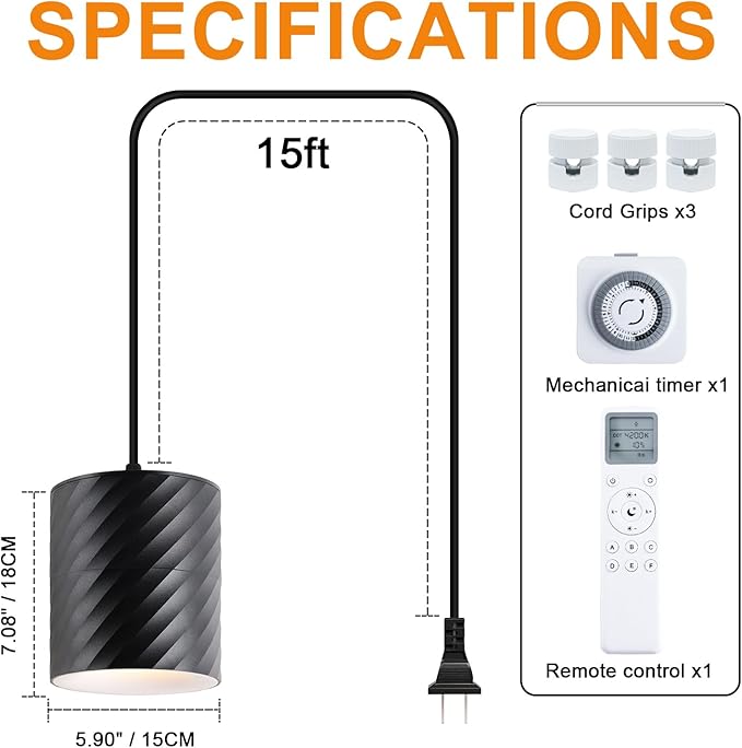 Hanging Indoor Plant Growth lamp 25W Full Spectrum Adjustable Angle Plant lamp Suitable for Indoor Foliage Plant Auxiliary Lighting Meat Quality Flowers 2700k-6500K (Black)