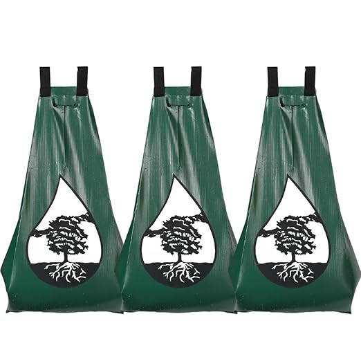 Tree Watering Bags Slow Release 3 Pack 20 Gallon - Water Bags for Trees with One-Way Zipper Wide Fill Opening &amp Handles - PVC Drip Irrigation Bag for Newly Planted &amp Established