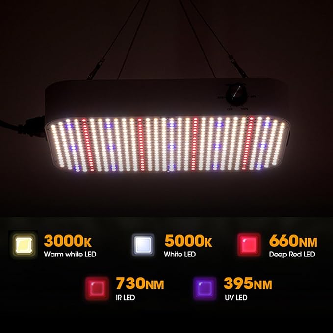 1000w LED Grow Light for Indoor Plants Full Spectrum Dimmable Grow Lamp Plant Lights for Indoor Plants for Greenhouse Vegetable Grow Tent (Actual Power 100W=1000W HPS)White