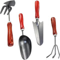 Generic Garden Hand Trowel and Narrow Shovel 4pcs Metal Gardening Tool Set with Claw Rake Dual-use Hoe and Soil Scoop for Planting and Weeding in Home Garden