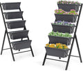 Giantex Set of 2 Vertical Raised Garden Bed Elevated Planter Raised Beds with Water Drainage Freestanding 5 Container Boxes for Vegetables and Flowers Growing Outdoor Indoor Patio Balcony