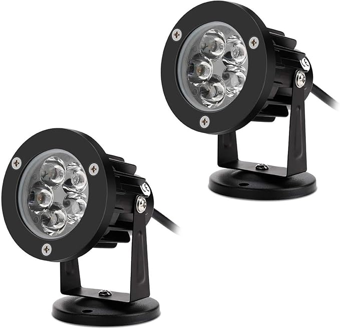 1/2PCS Ground Spotlight Lights - LED Tree Floodlight 5W IP65 Waterproof Adjustable Garden Landscape Spotlight Terrace Lawn LED Light Outdoor Villa Park Tree Lighting With Base(Warm Light2PSC-5w(AC1