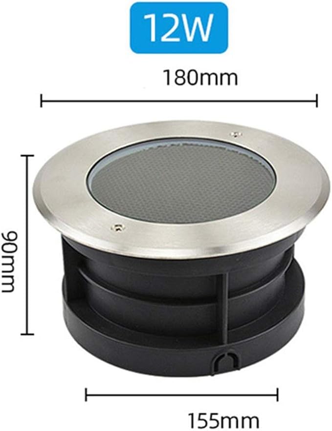 Underground Light LED 85-265V Beam LED Floodlight IP67 Waterproof Wall Washer Glare-Free Round Outdoor recessed spotlights Easy to Install Landscape Light Main Power (Red 12W)