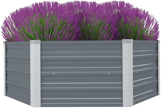 Raised Garden BedRaised Garden Bedfor Vegetables Outdoor Garden Raised Planter Box Backyard Patio Planter Raised Beds for Flowers 50.8x50.8x18.1 Galvanised Steel Gray