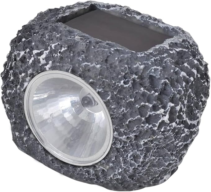 vidaXL Outdoor Solar Powered LED Spotlights Set of 12 Stone Shaped Lights for Garden Yard Pathway Lighting | Energy Efficient Durable Automatic Night Illumination Light Lamp Spotlight Wall