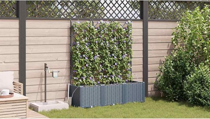 3-Pack Light Grey Steel Raised Garden Planter 47.2x15.8x55.9 Outdoor Box with Irrigation Elevated Patio Balcony Bed for Herbs Tomatoes