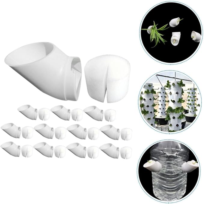 1 Set Hydroponic Equipment Hydroponic Garden Tower Terrarium Hydroponic System Vertical Hydroponic Tower Water Hydroponic Tower Parts Cups Vertical Hydroponic Planter Plastic White/1243