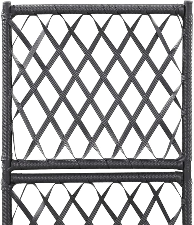 SKM Trellis Raised Bed with 1 Pot 11.8x11.8x42.1 Poly Rattan Black
