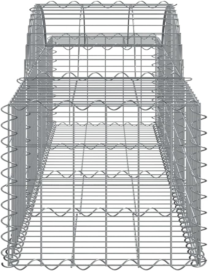 Gabion Basket Silver Galvanized Iron 78.7x19.7x15.7/23.6 inch Rectangular Outdoor Garden Wall Heavy-Duty Retaining Barrier Corrosion-Resistant for Landscaping