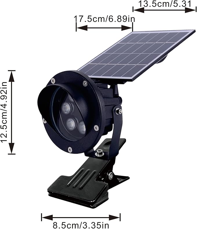 Kiven Clip-on Solar Lights Outdoor 10W LED Indoor/Outdoor Waterproof Spotlight with Clip Rechargeable Solar Powered Landscape Lights for Plants Porch Garden(Warm White) 1 Pack
