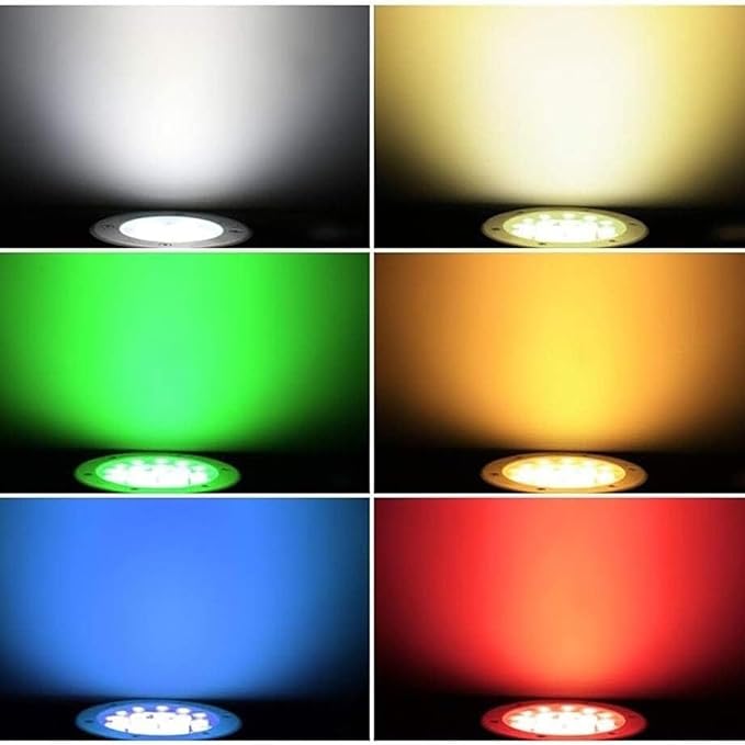 3PCS Recessed Ground Spotlight - 3W Outdoor Stainless Steel Landscape Lights Ultra Slim Submersible Fountain Lamp IP68 Waterproof Underwater Pond Led Spot LigRed 12V