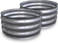 GrowHaus 2Pack 2x2x1FT Galvanized Raised Garden Bed Planter Boxes Outdoor Round Metal Garden Beds for Planting Vegetables Flowers Herbs Silver