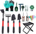 33-Piece Garden Tool Set with Ergonomic Handles Rust-Proof Durable Gardening Hand Tools Gardening ShearsPortable Stool (Set-33pcs)