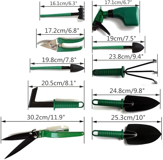 10PCS Gardening Tool Set Plant Care Mechanics Kit Pruning Tools with Carrying Case