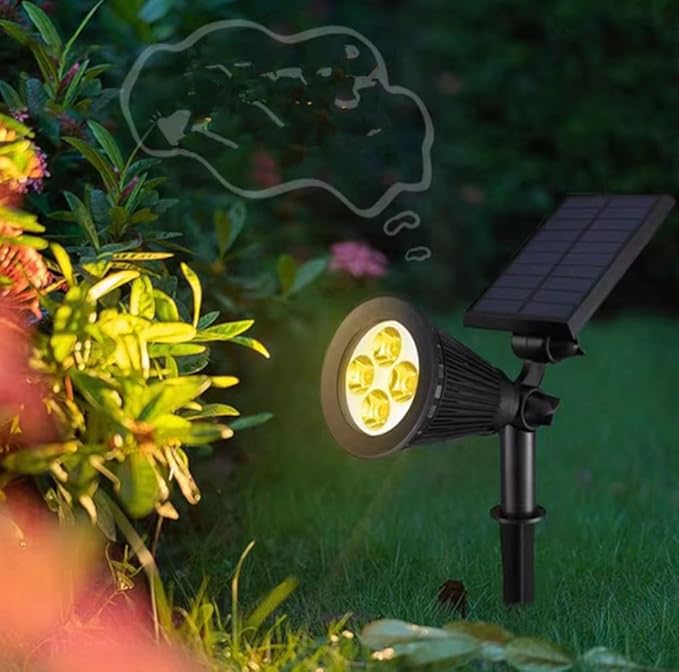 Solar Landscape Lights 4 LED Solar Spotlights 2 in 1 Security Light Solar Lights Outdoor Waterproof for TreePatioYard (Warm White)