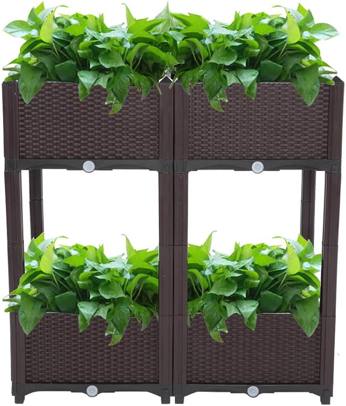 Vasitelan Raised Garden Bed with Legs Planters for Large planters Outdoor Plants Elevated Plastic Garden Planter Boxes Plant pots for Patio Backyard Porch Deck