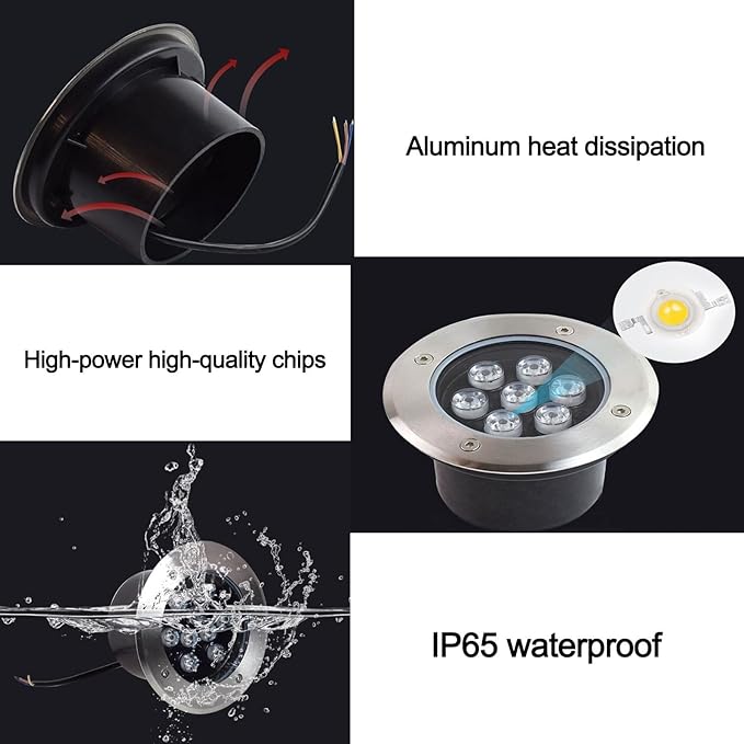 Underground Light LED - AC Embedded LED Spotlight IP67 Waterproof Ultra-Thin Underground Lighting Source Suitable for Outdoor Terraces Staircase Landscape LYellow 3W