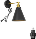 Hook Mounted Plant Light Full Spectrum 4500K 10W Adjusted Light Beam Range 15-60 Degree Vintage Black Cone Shade Wall Lamp for Indoor Plants Flowers Growing
