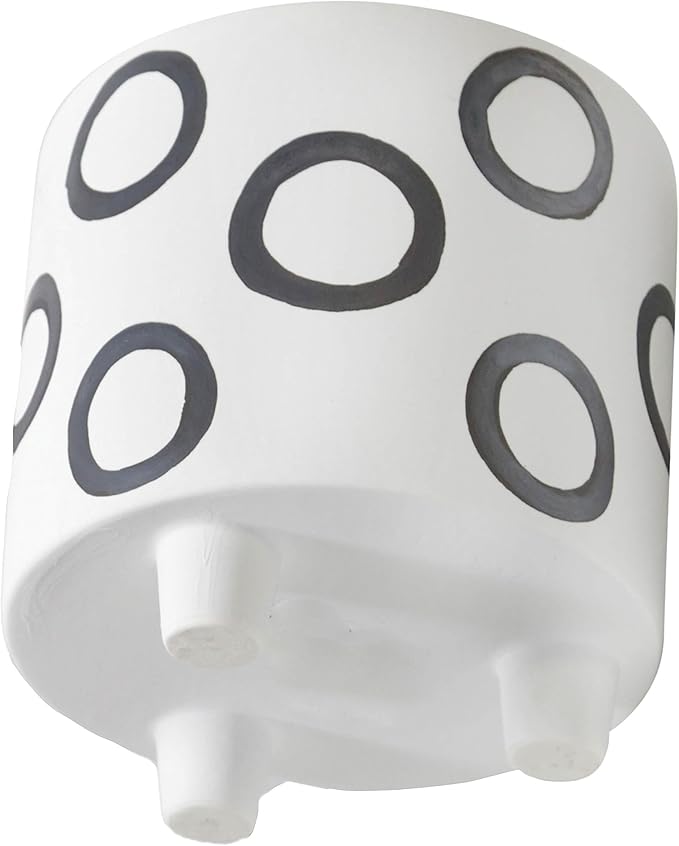 Generic S2 Footed Planter W Circles 68 Ivory Beige