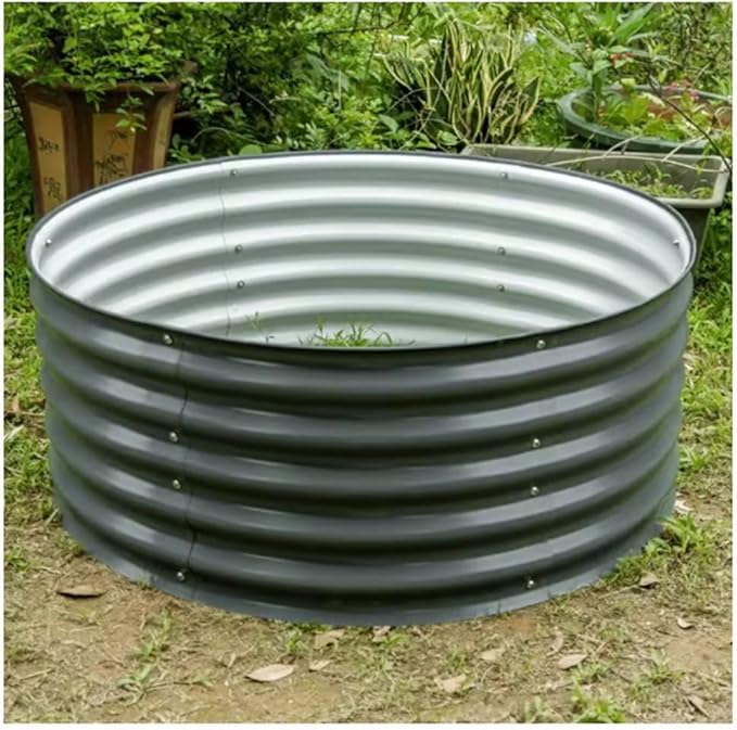 Thicker Round Galvanized Raised Garden Bed Kit Round Large Planting Box Rubber Strip Edging Planter Raised Beds for Planting Herbs and Flowers Diameter 107cm (Color : Gray Size : 107x43cm)