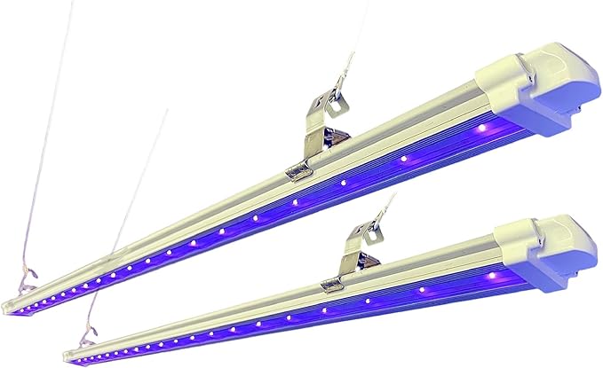 UVA LED Grow Light Bundle. 2-Pack of 44 Long - 30W Supplemental Blue Spectrum (340-400nm) for Plants Corals Mushrooms - Premium Build Quality - IP68 Waterproof - Grow Stronger Healthier Plants