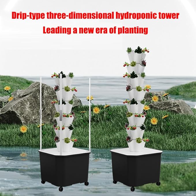 Hydroponics Growing System6/8/10/12 Layers Hydroponics Growing Sys Kit Vertical Hydroponic Tower Garden Indoor Hydroponic Growing Sys for IndoorFruits and VegetablesWhite-6LAYERS