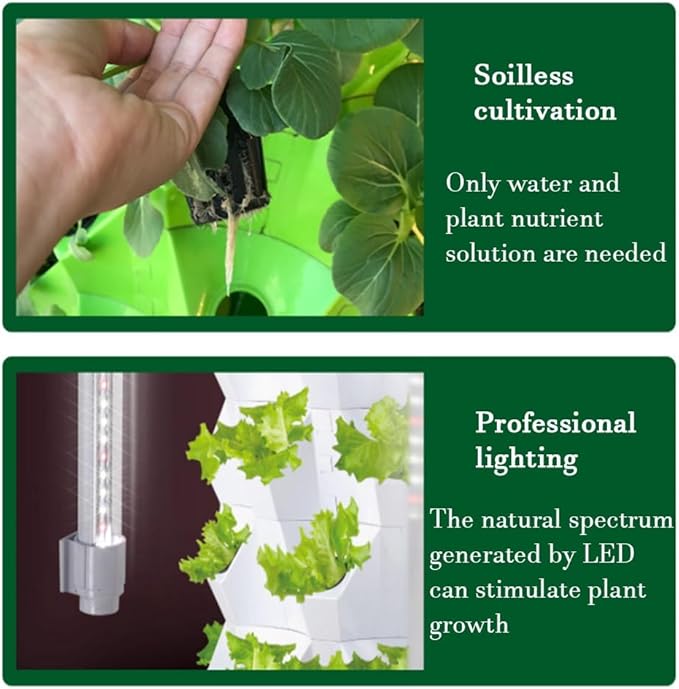 Large Capacity Hydrophonic Planter Grower Vertical Hydroponic System with LED Grow Light Food Grade ABS Material for Fruits Vegetables(6 Layers)